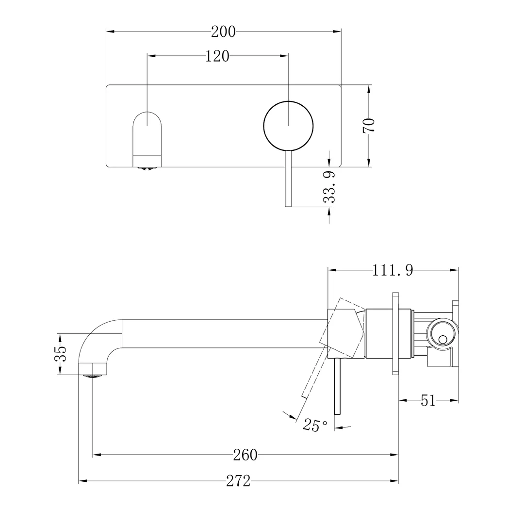 Nero Mecca Wall Basin/Bath Mixer 260Mm Matte Black - Image 2