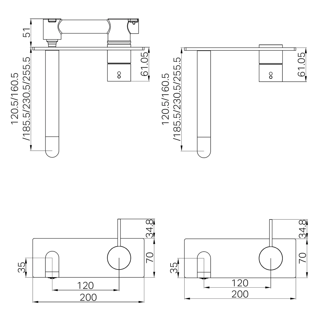 Nero Mecca Wall Basin/Bath Mixer Handle Up 160Mm Trim Kits Only Gun Metal - Image 2