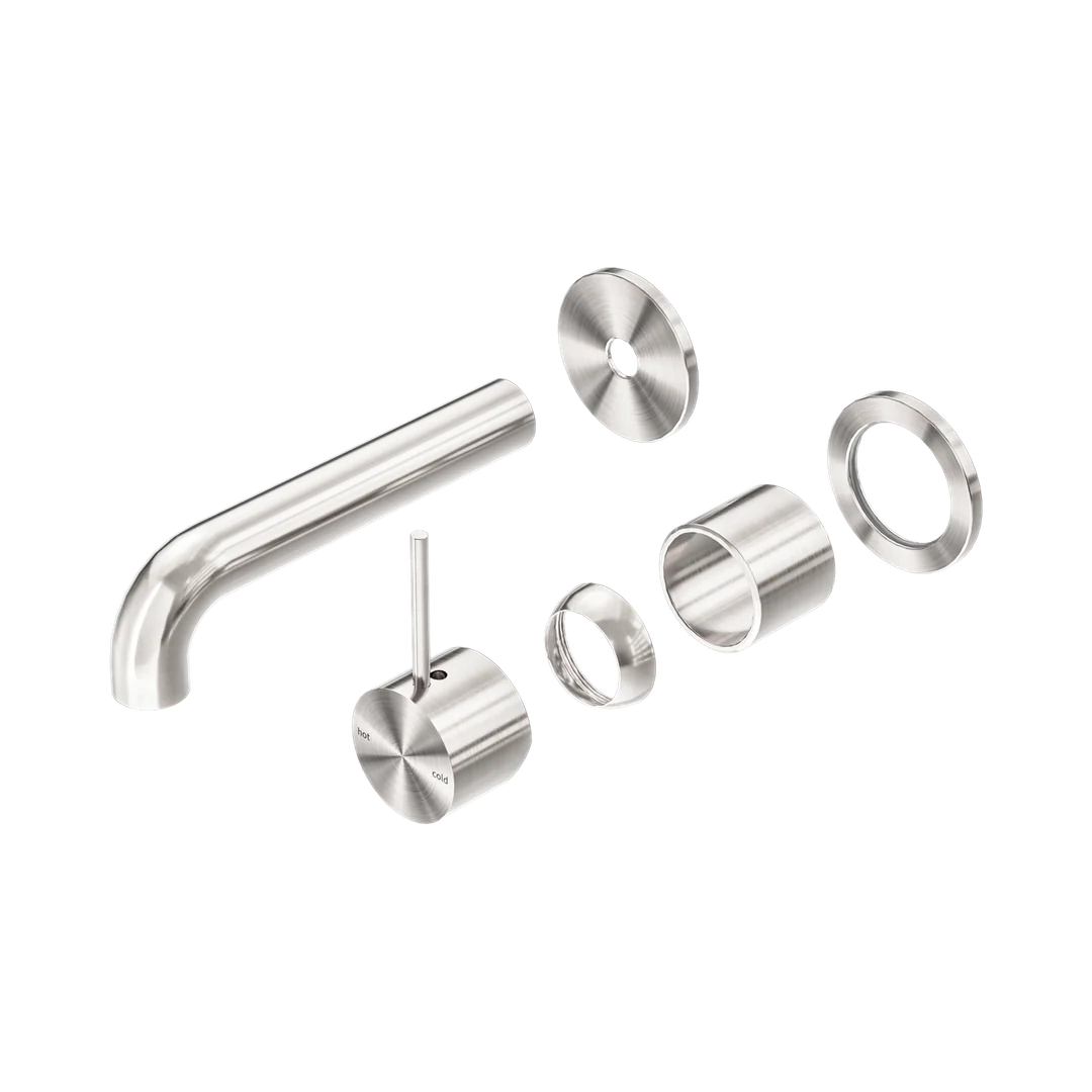 Nero Mecca Wall Basin/Bath Mixer Sep. Back Plate Handle Up 120Mm Trim Kit Only Brushed Nickel