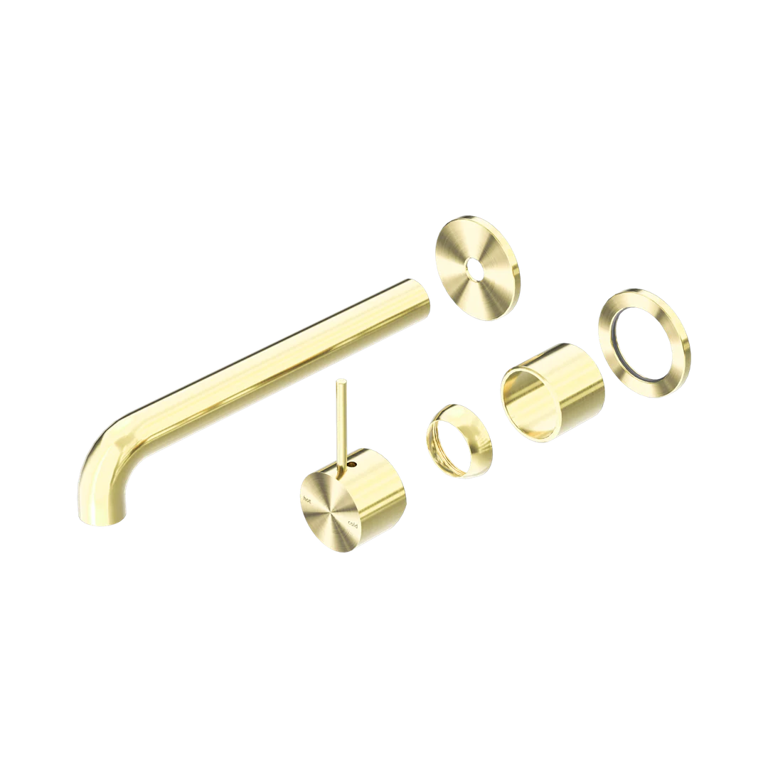 Nero Mecca Wall Basin/Bath Mixer Sep. Back Plate Handle Up 230Mm Trim Kit Only Brushed Gold