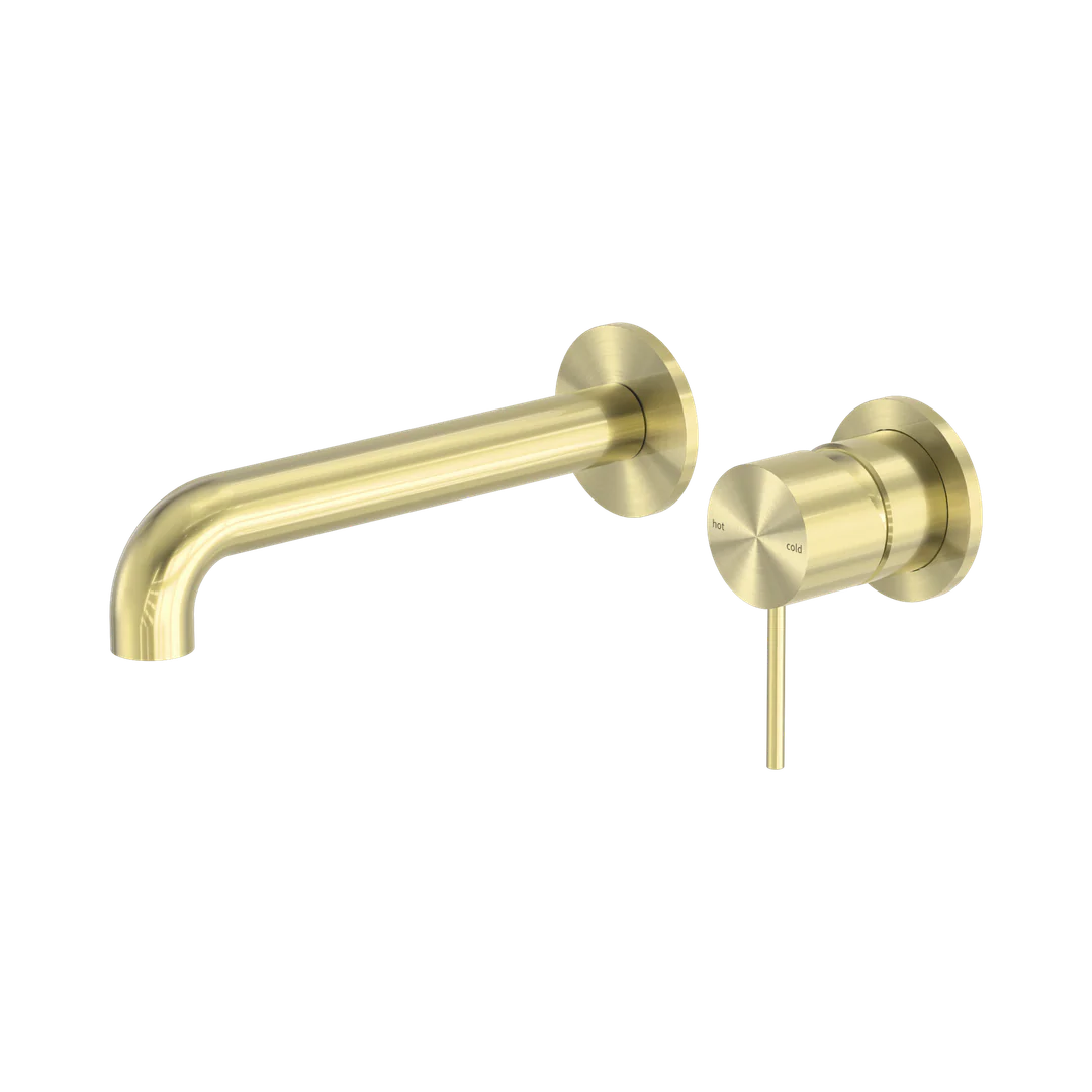 Nero Mecca Wall Basin/Bath Mixer Separate Back Plate 120Mm Brushed Gold