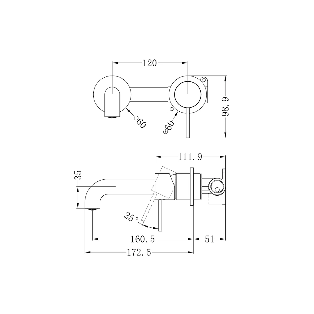 Nero Mecca Wall Basin/Bath Mixer Separate Back Plate 160Mm Brushed Bronze - Image 2
