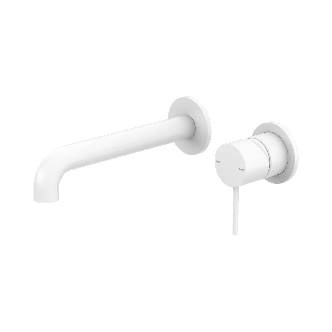 Nero Mecca Wall Basin/Bath Mixer Separate Back Plate 185Mm Matte White