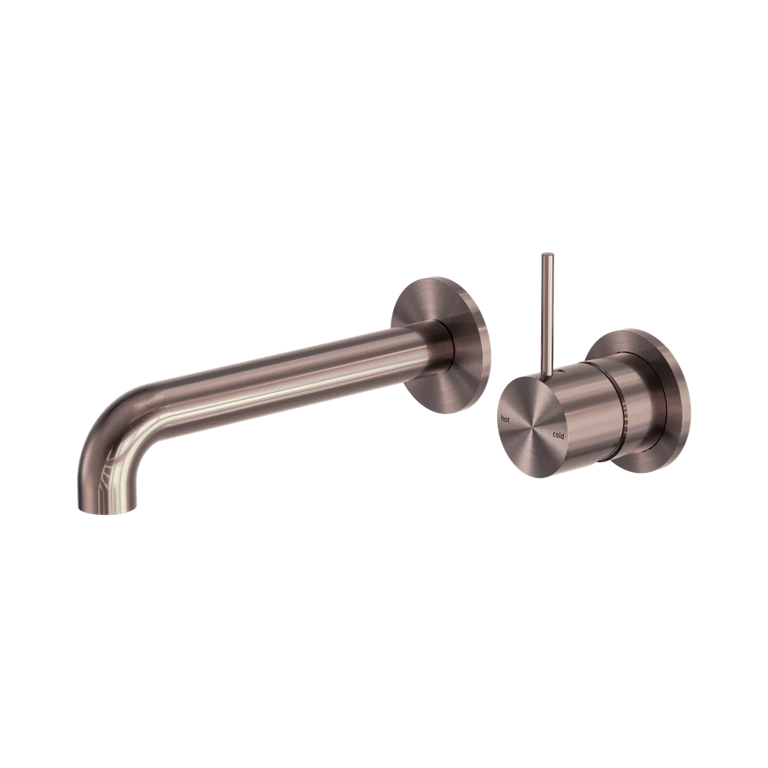 Nero Mecca Wall Basin/Bath Mixer Separate Back Plate Handle Up 120Mm Brushed Bronze