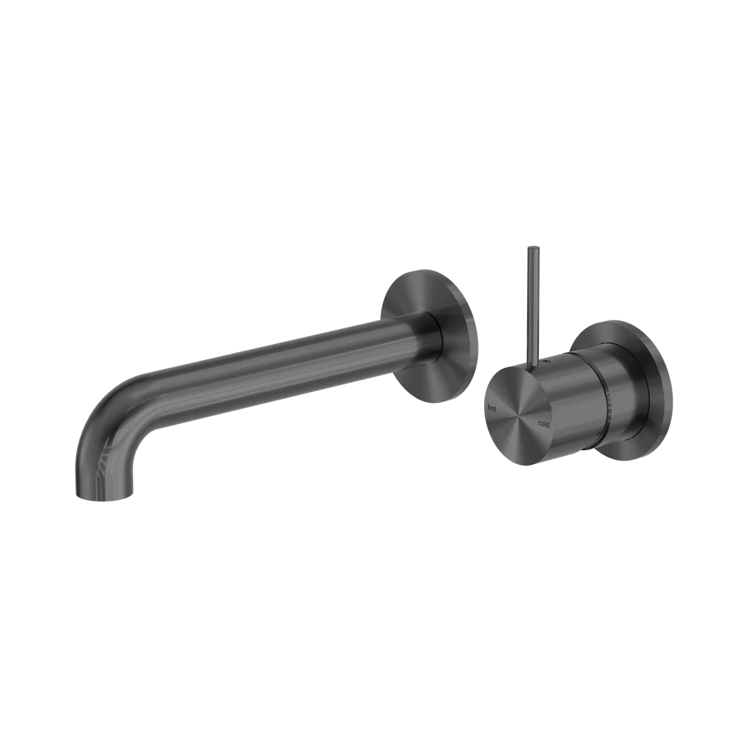 Nero Mecca Wall Basin/Bath Mixer Separate Back Plate Handle Up 120Mm Gun Metal