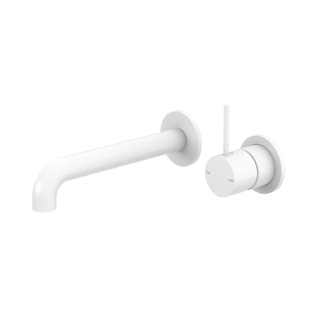 Nero Mecca Wall Basin/Bath Mixer Separate Back Plate Handle Up 230Mm Matte White