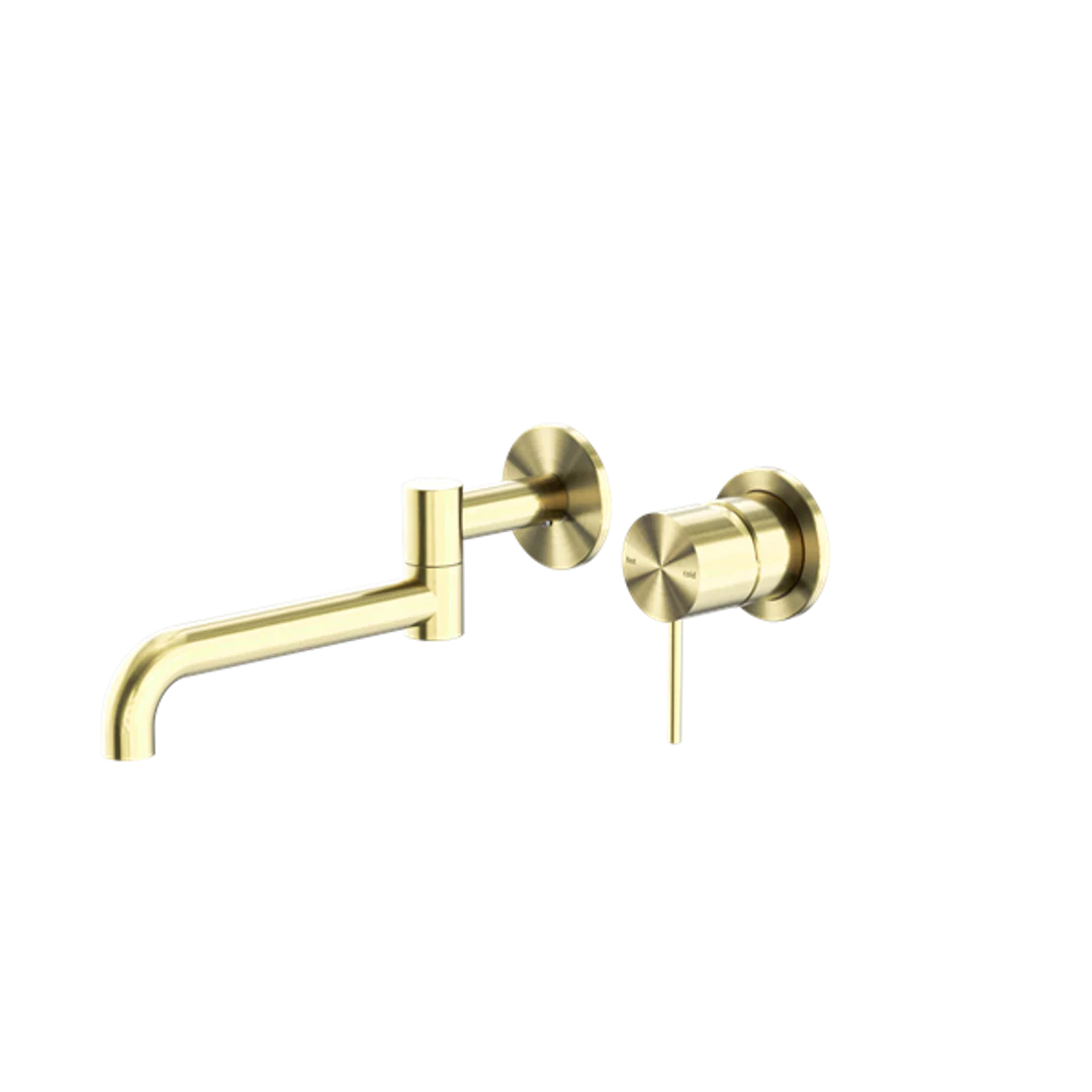 Nero Mecca Wall Basin/Bath Mixer Swivel Spout 225Mm Brushed Gold Nr221910Rbg