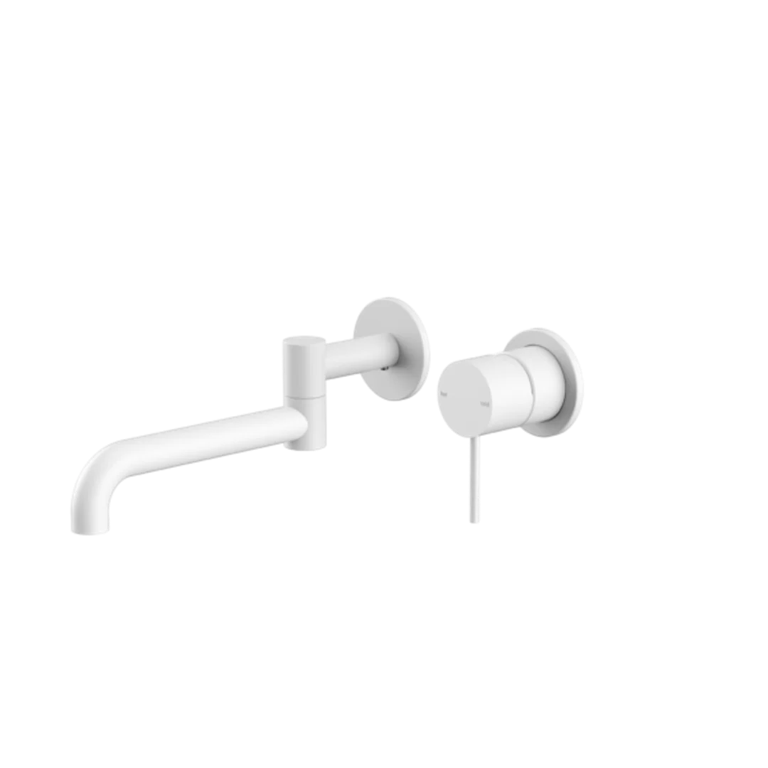 Nero Mecca Wall Basin/Bath Mixer Swivel Spout 225mm - Matt White