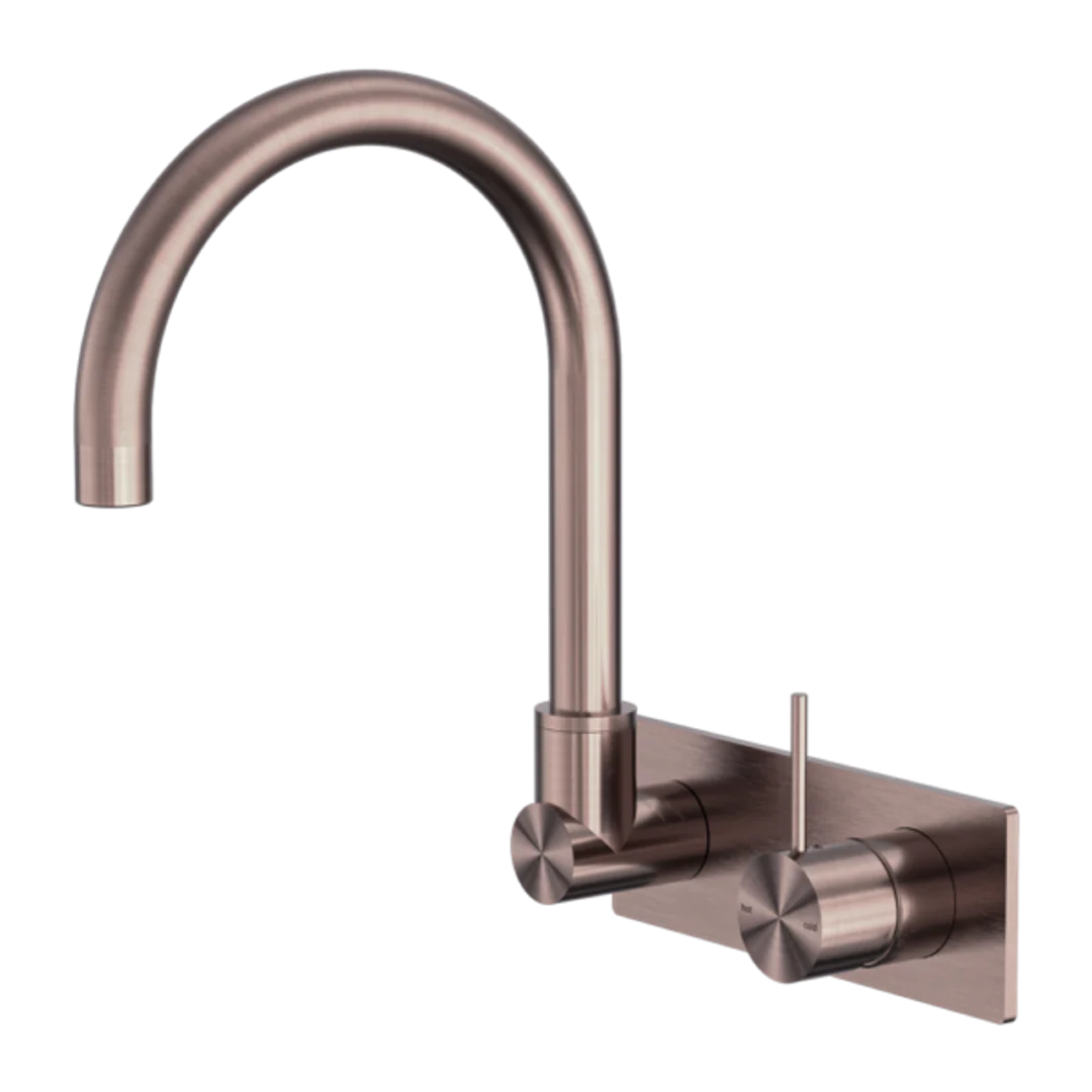 Nero Mecca Wall Basin/Bath Mixer Swivel Spout Handle Up - Brushed Bronze
