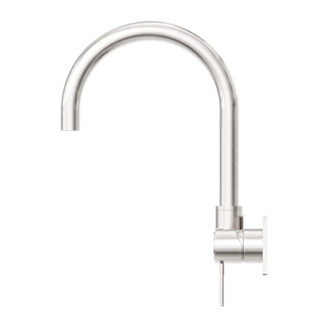 Nero Mecca Wall Basin/Bath Mixer Swivel Spout Handle Up - Brushed Nickel - Image 4