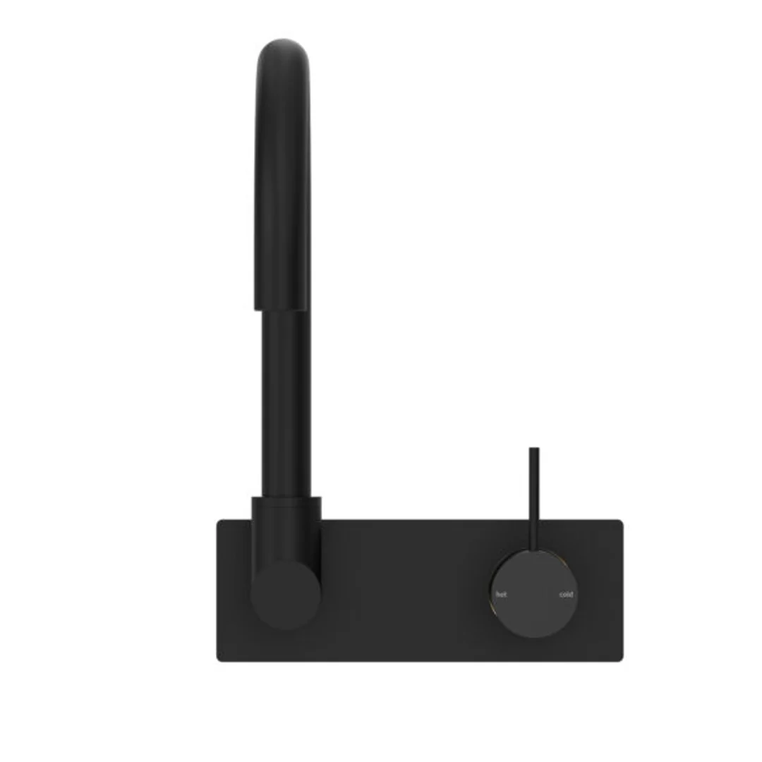 Nero Mecca Wall Basin/Bath Mixer Swivel Spout Handle Up - Matt Black - Image 3