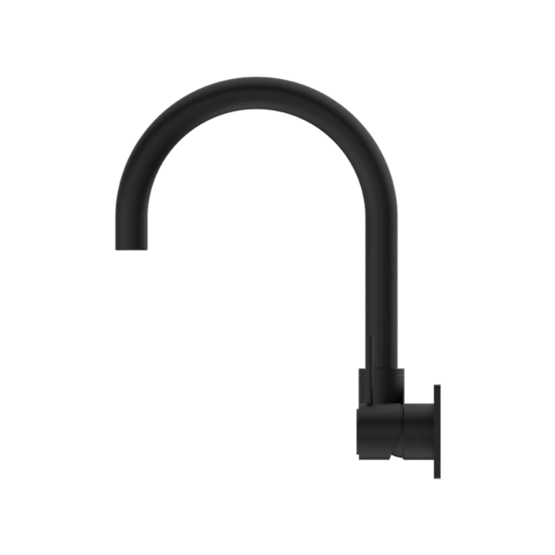 Nero Mecca Wall Basin/Bath Mixer Swivel Spout Handle Up - Matt Black - Image 4