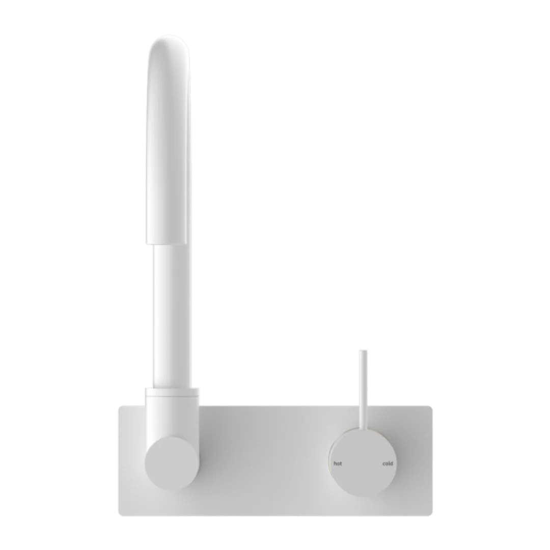 Nero Mecca Wall Basin/Bath Mixer Swivel Spout Handle Up - Matt White - Image 3