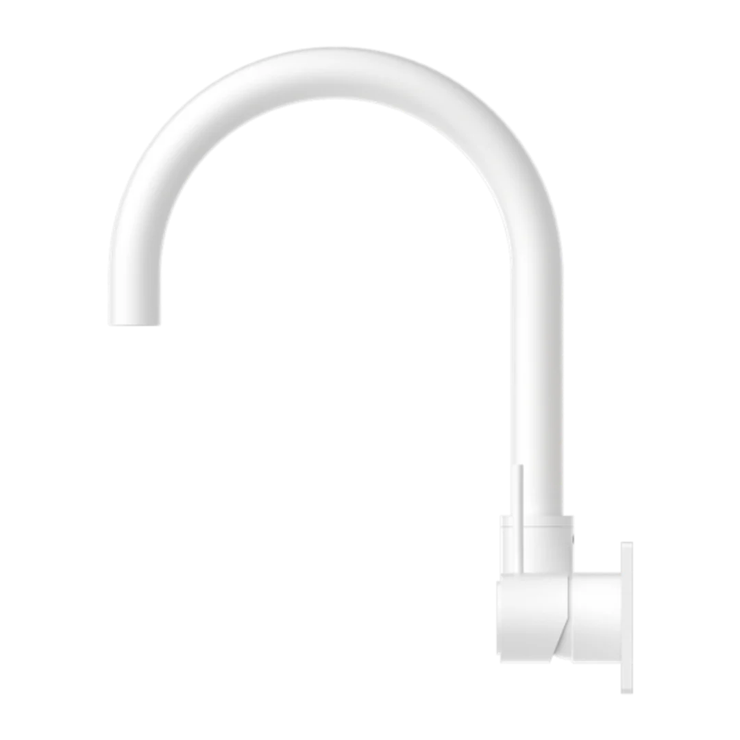 Nero Mecca Wall Basin/Bath Mixer Swivel Spout Handle Up - Matt White - Image 4