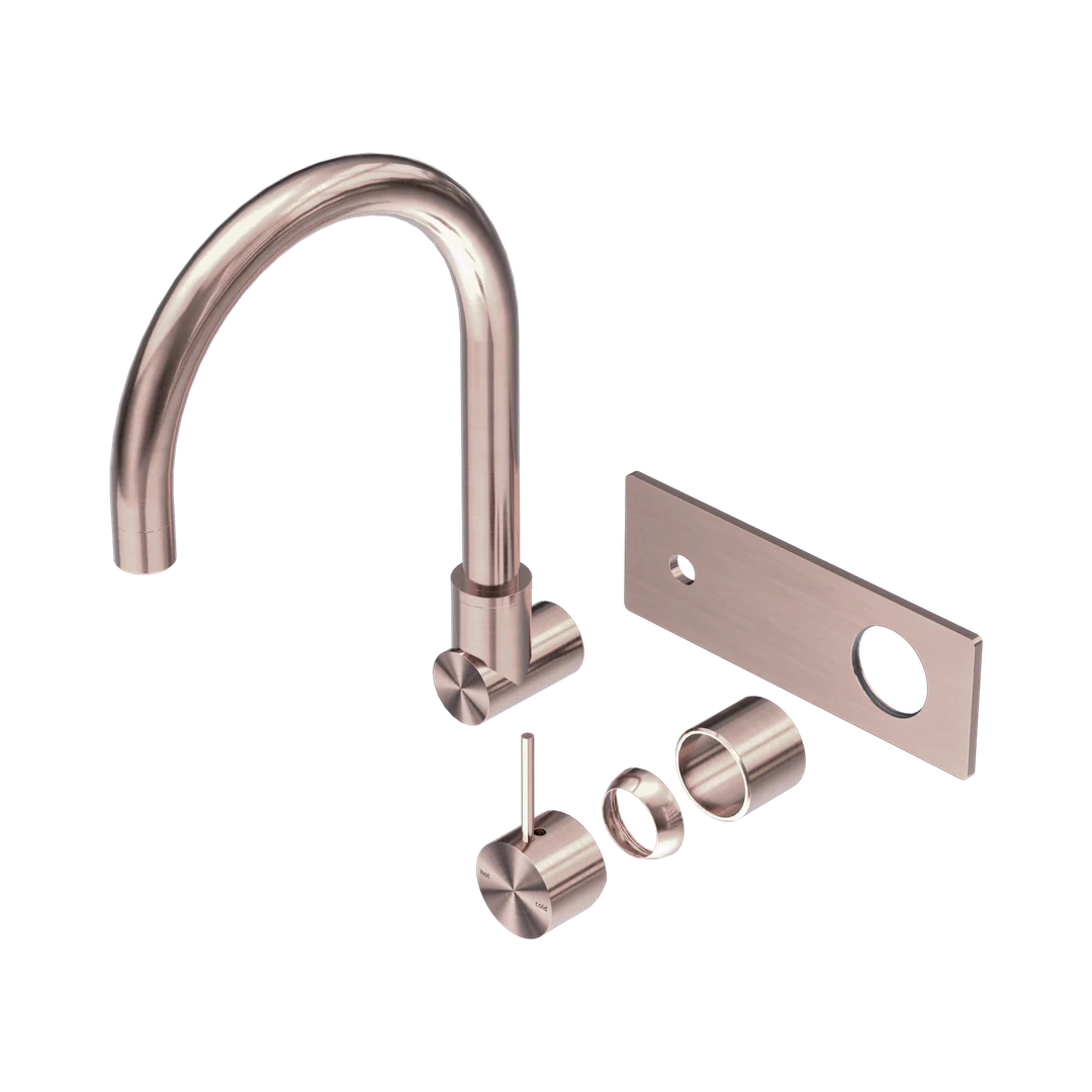 Nero Mecca Wall Basin/Bath Mixer Swivel Spout Handle Up Trim Kits Only Brushed Bronze