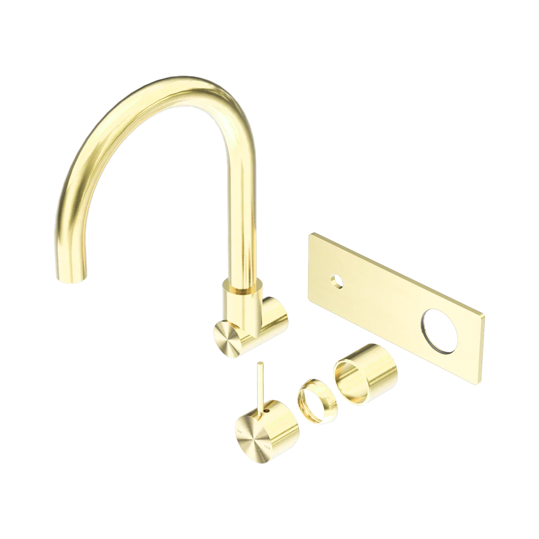 Nero Mecca Wall Basin/Bath Mixer Swivel Spout Handle Up Trim Kits Only Brushed Gold
