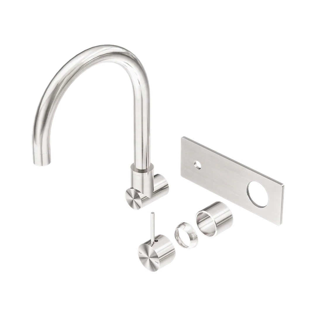 Nero Mecca Wall Basin/Bath Mixer Swivel Spout Handle Up Trim Kits Only Brushed Nickel
