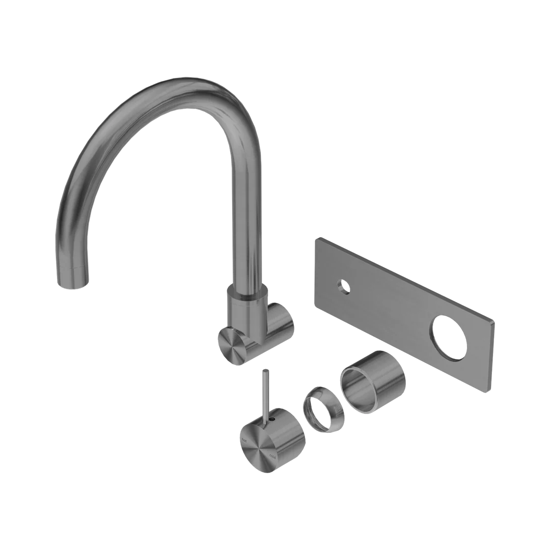 Nero Mecca Wall Basin/Bath Mixer Swivel Spout Handle Up Trim Kits Only Gun Metal