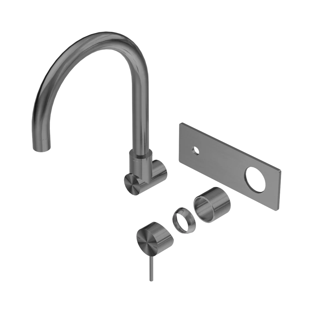 Nero Mecca Wall Basin/Bath Mixer Swivel Spout Trim Kits Only Gun Metal