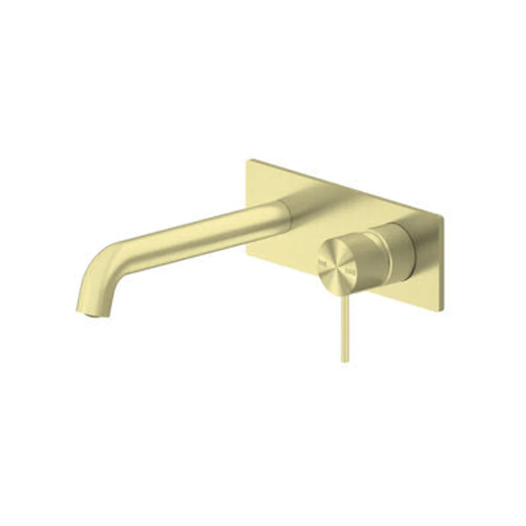 Nero Mecca Wall Basin Mixer 185Mm Spout Brushed Gold