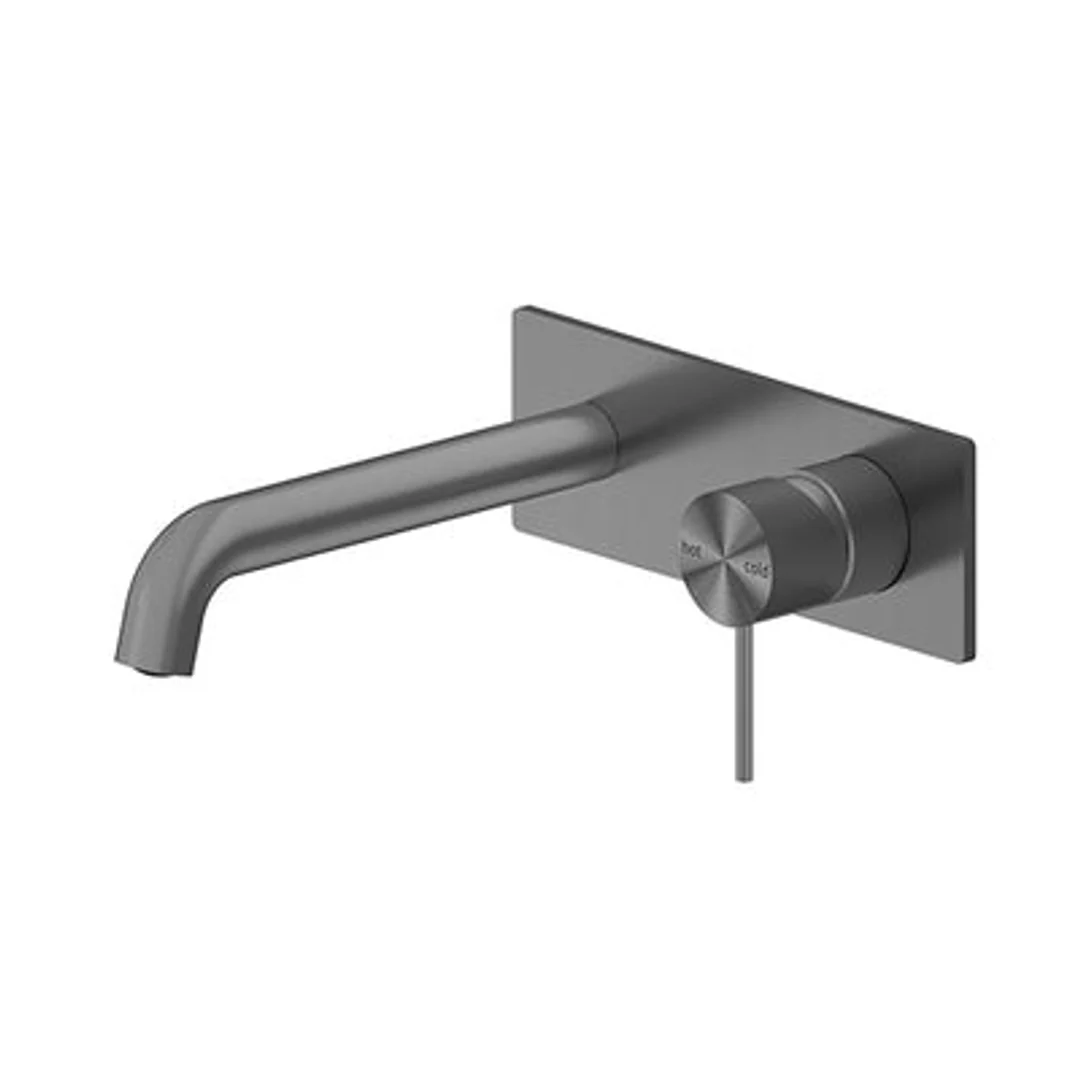 Nero Mecca Wall Basin Mixer 185Mm Spout Gun Metal