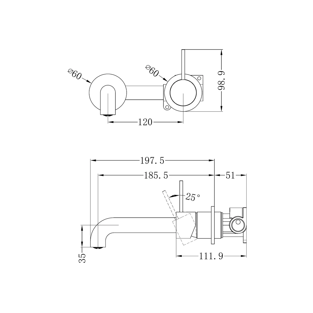 Nero Mecca Wall Basin Mixer Separate Back Plate H/Up 185Mm Spout M/White - Image 2