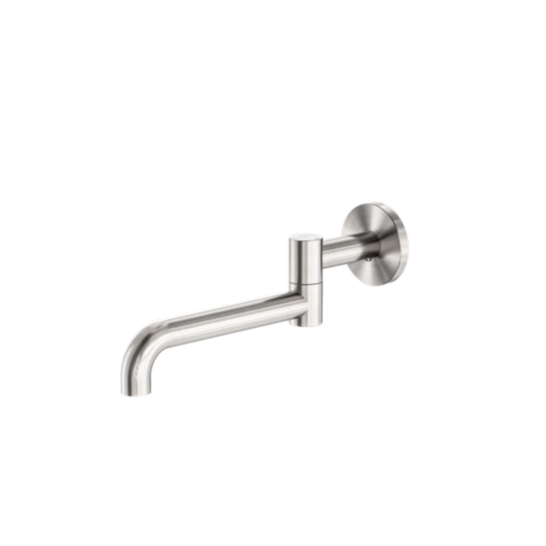 Nero Mecca Wall Mounted Swivel Basin/Bath Spout Only 225mm Brushed Nickel
