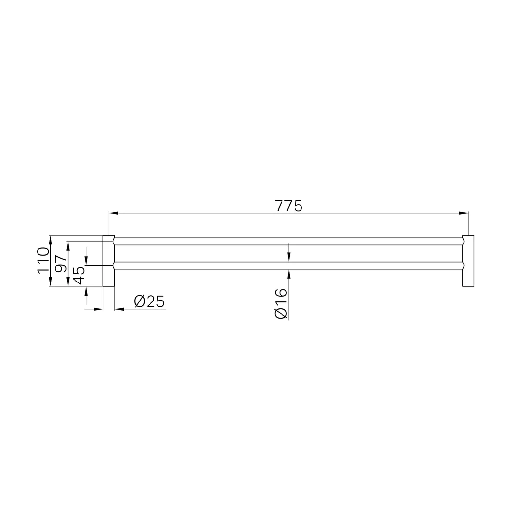 Nero New Mecca Double Towel Rail 800Mm Brushed Gold - Image 2