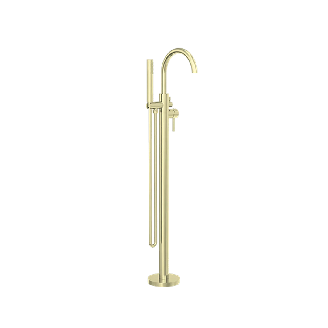Nero Nova Round Floormount Mixer With Handshower - Brushed Gold