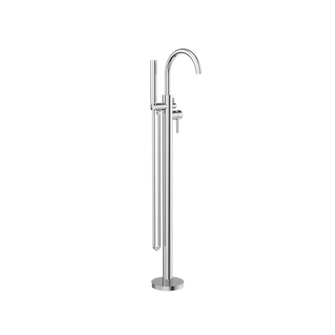 Nero Nova Round Floormount Mixer With Handshower - Chrome - Image 2