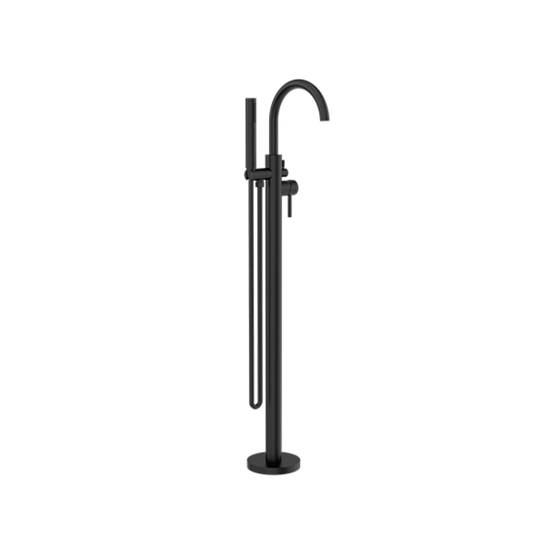 Nero Nova Round Floormount Mixer With Handshower - Matt Black - Image 2