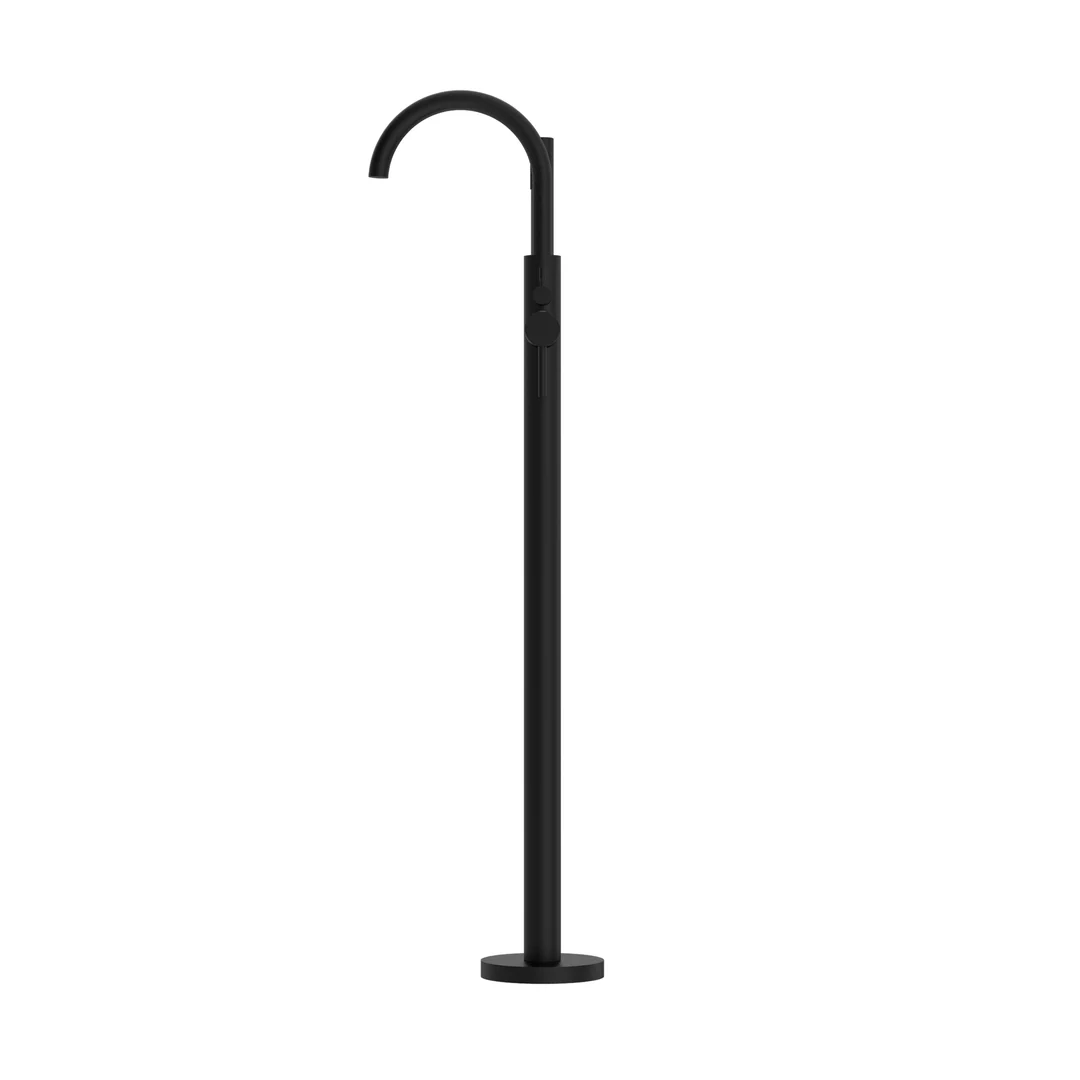 Nero Nova Round Floormount Mixer With Handshower - Matt Black - Image 7