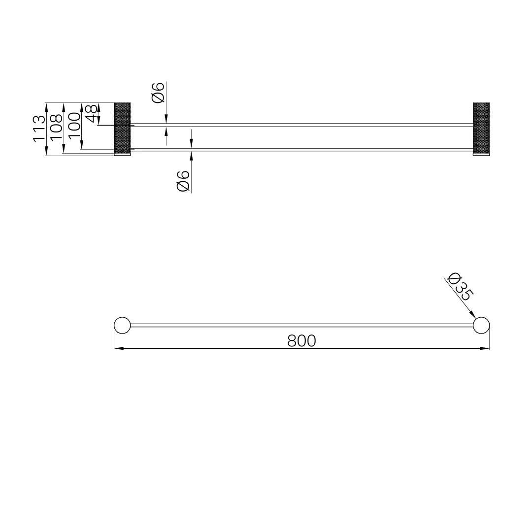 Nero Opal Double Towel Rail 800Mm Brushed Nickel - Image 2