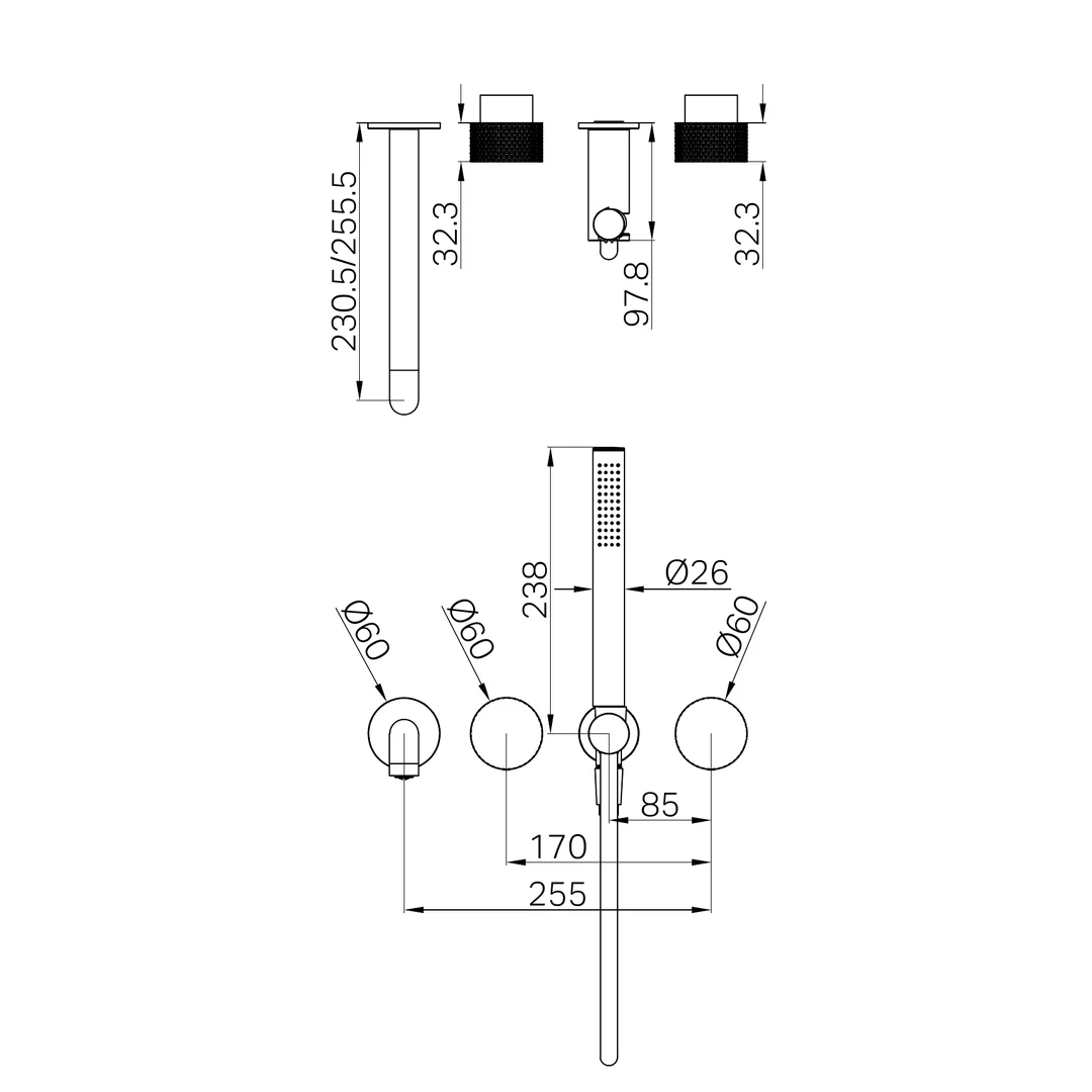 Nero Opal Progressive Shower System Sep. Plate C/W Spout 230Mm Trim Kit Only Brushed Bronze - Image 2