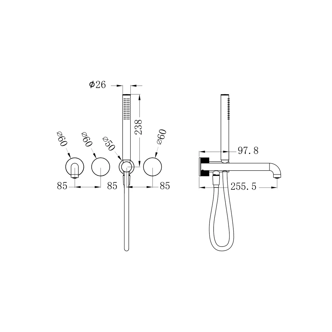 Nero Opal Progressive Shower System Sep. Plate C/W Spout 250Mm Trim Kit Only Brushed Nickel - Image 2