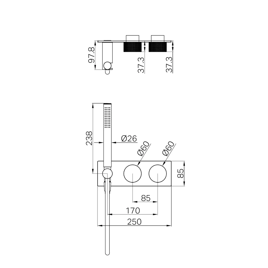 Nero Opal Progressive Shower System Trim Kits Only Graphite - Image 2