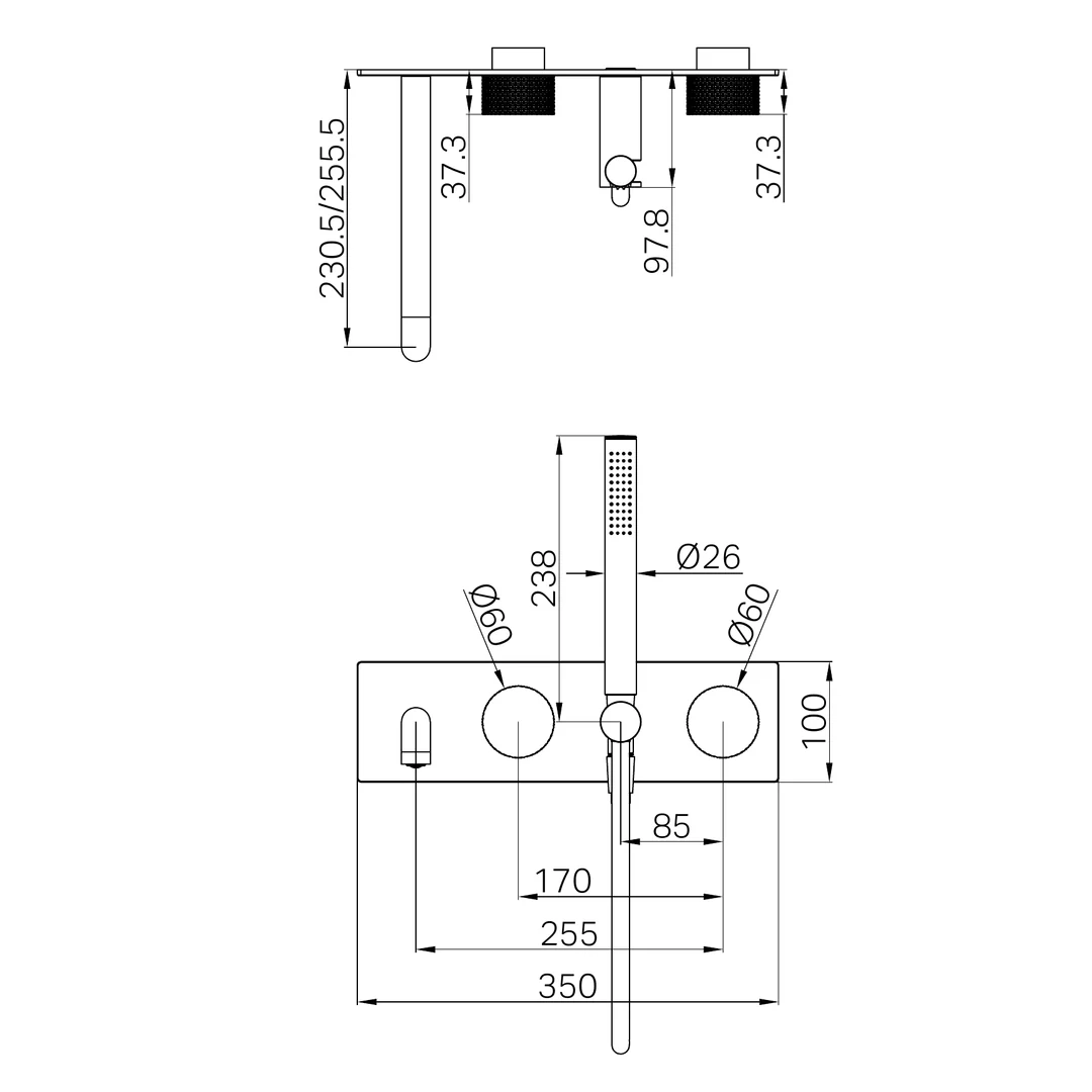 Nero Opal Progressive Shower System With Spout 230Mm Trim Kits Only Brushed Bronze - Image 2