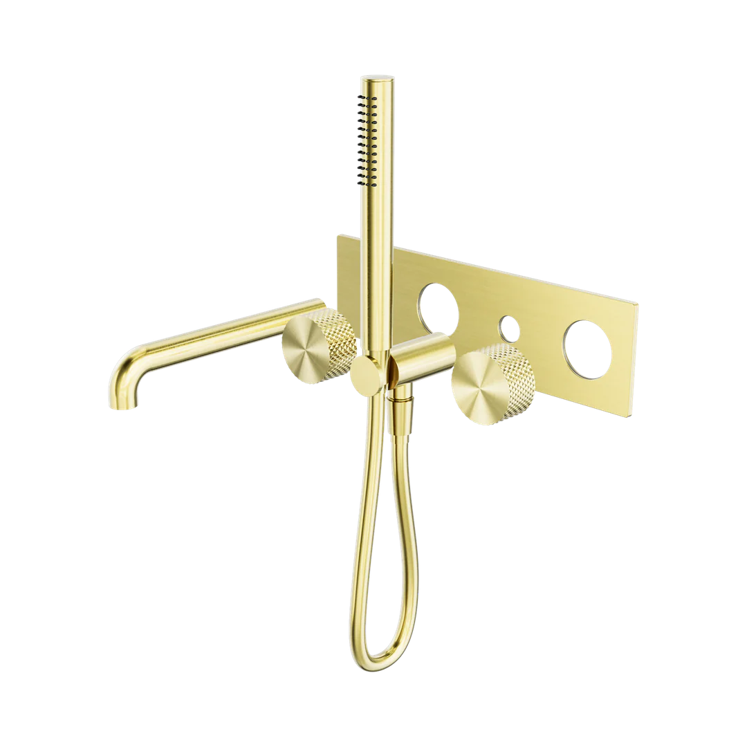 Nero Opal Progressive Shower System With Spout 230Mm Trim Kits Only Brushed Gold