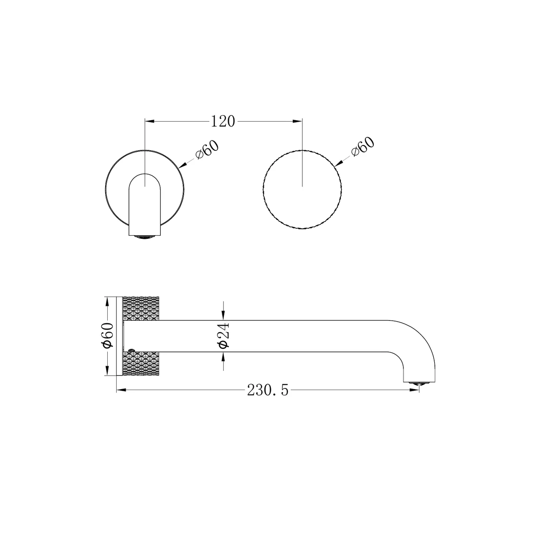 Nero Opal Progressive Wall Basin/Bath Set 230Mm Graphite - Image 2