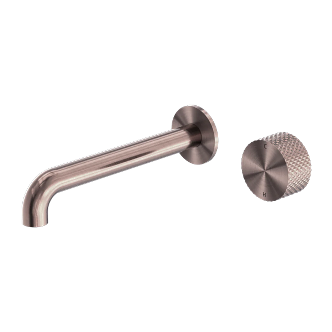 Nero Opal Progressive Wall Basin Mixer 185mm Spout Brushed Bronze