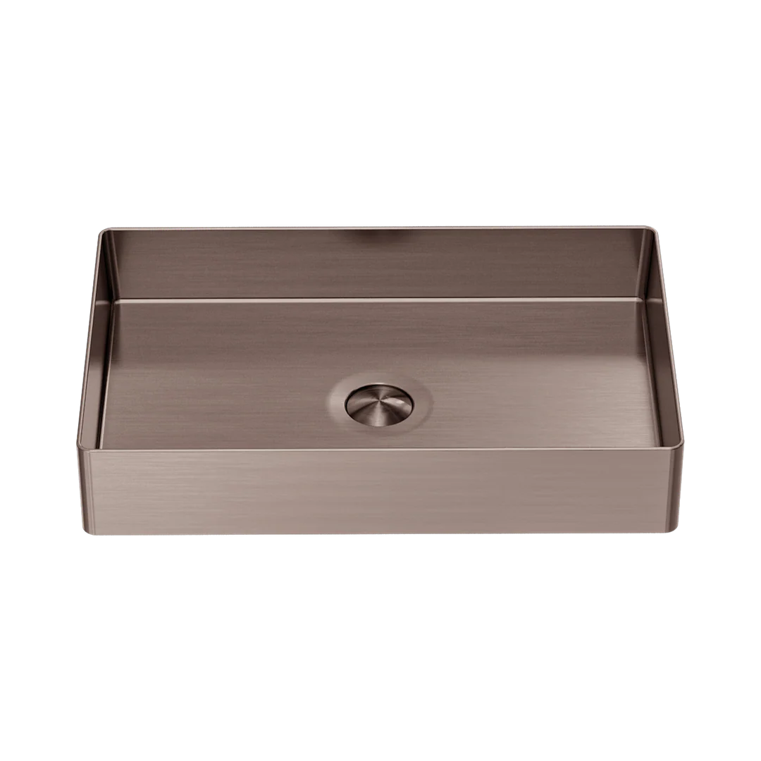 Nero Opal Rectangle Stainless Steel Basin Brushed Bronze