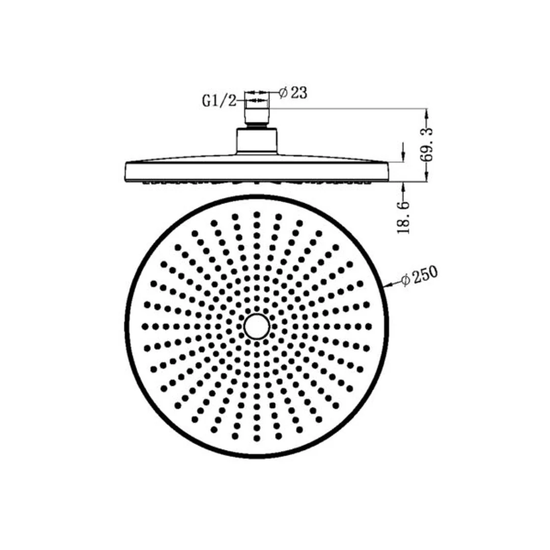 Nero Opal 250mm Shower Head Brushed Gold - Image 3