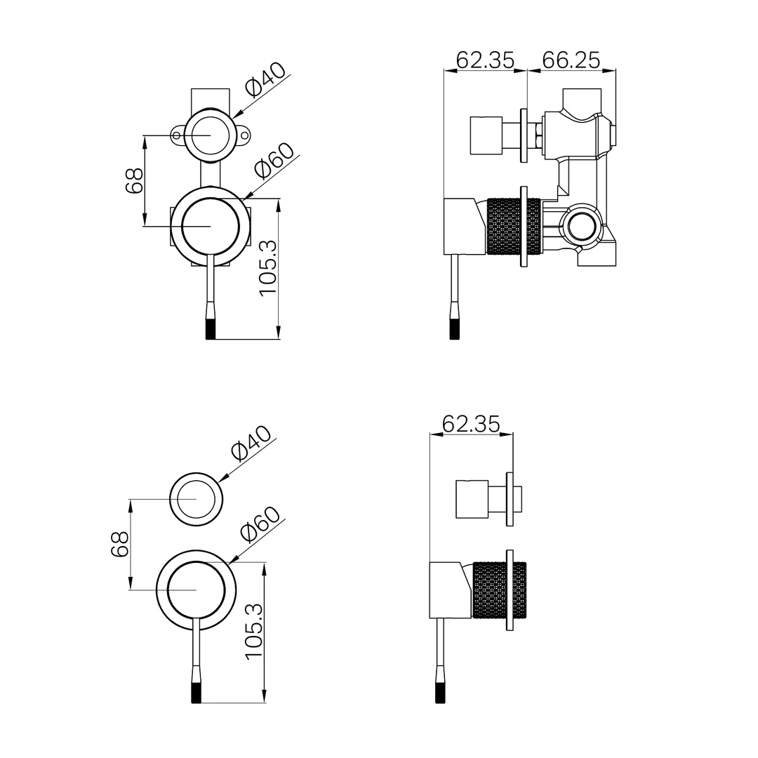 Nero Opal Shower Mixer With Diverter Separate Plate Graphite - Image 2