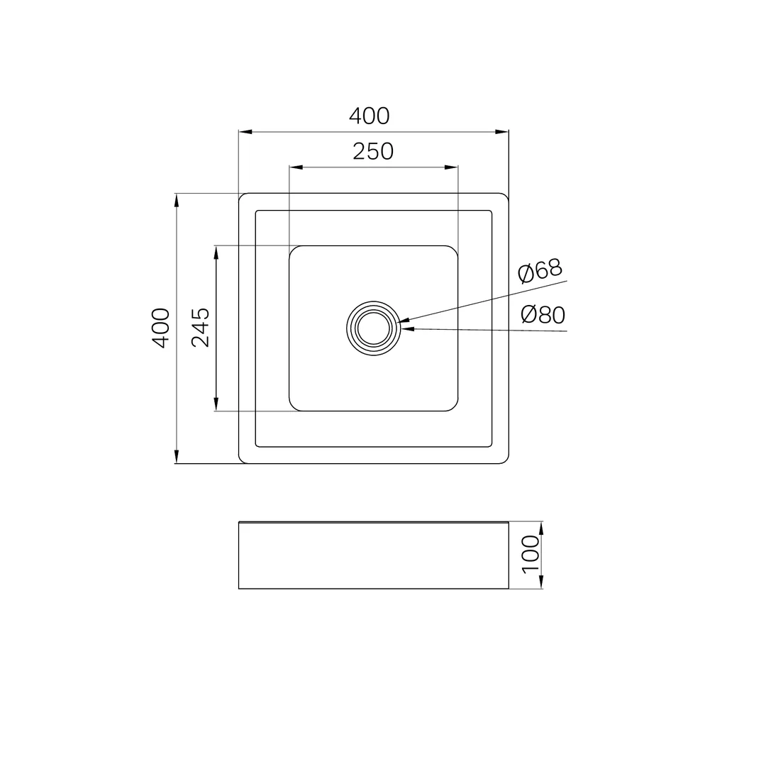 Nero Opal Square 400Mm Stainless Steel Basin Brushed Nickel - Image 2