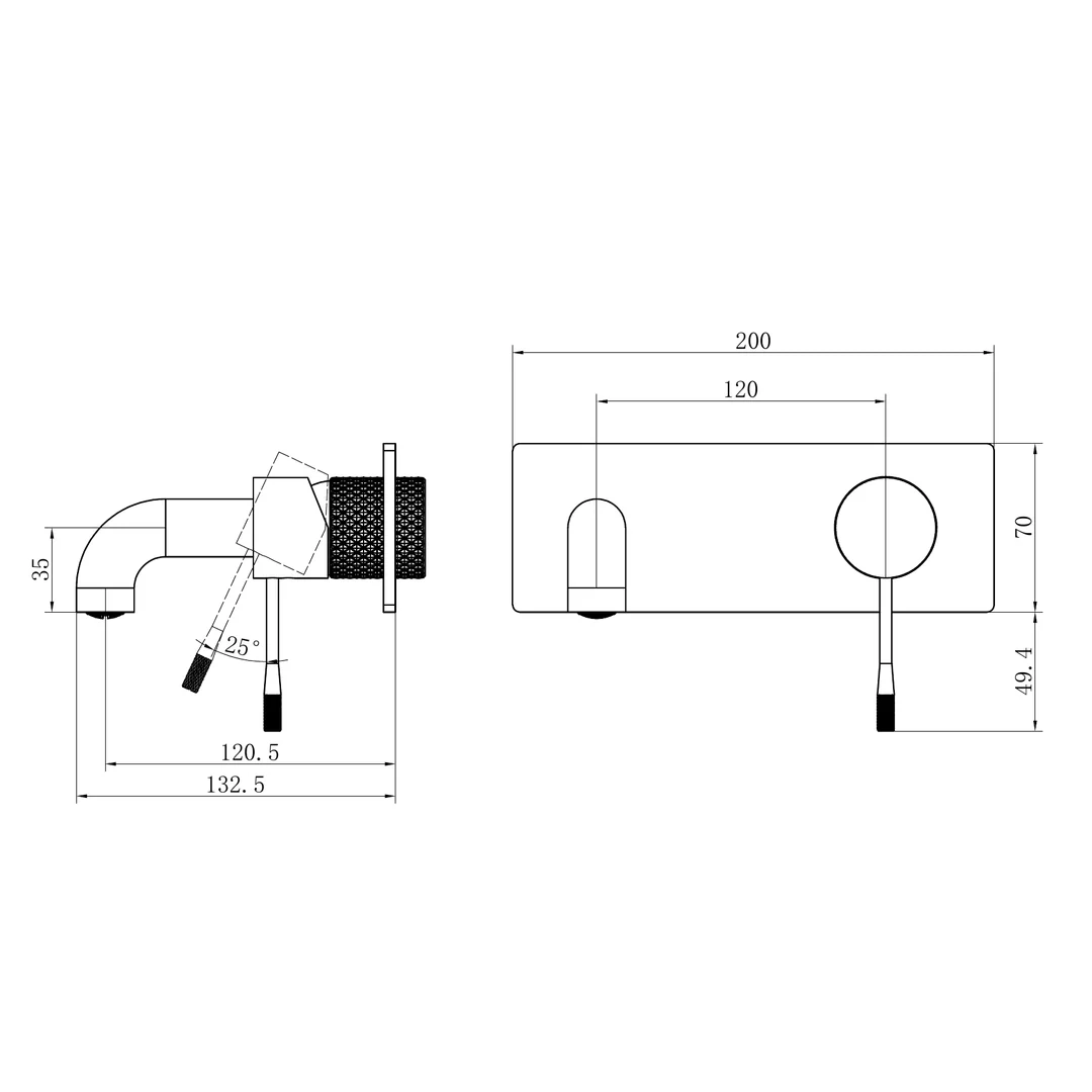 Nero Opal Wall Basin/Bath Mixer 120Mm Brushed Nickel - Image 2