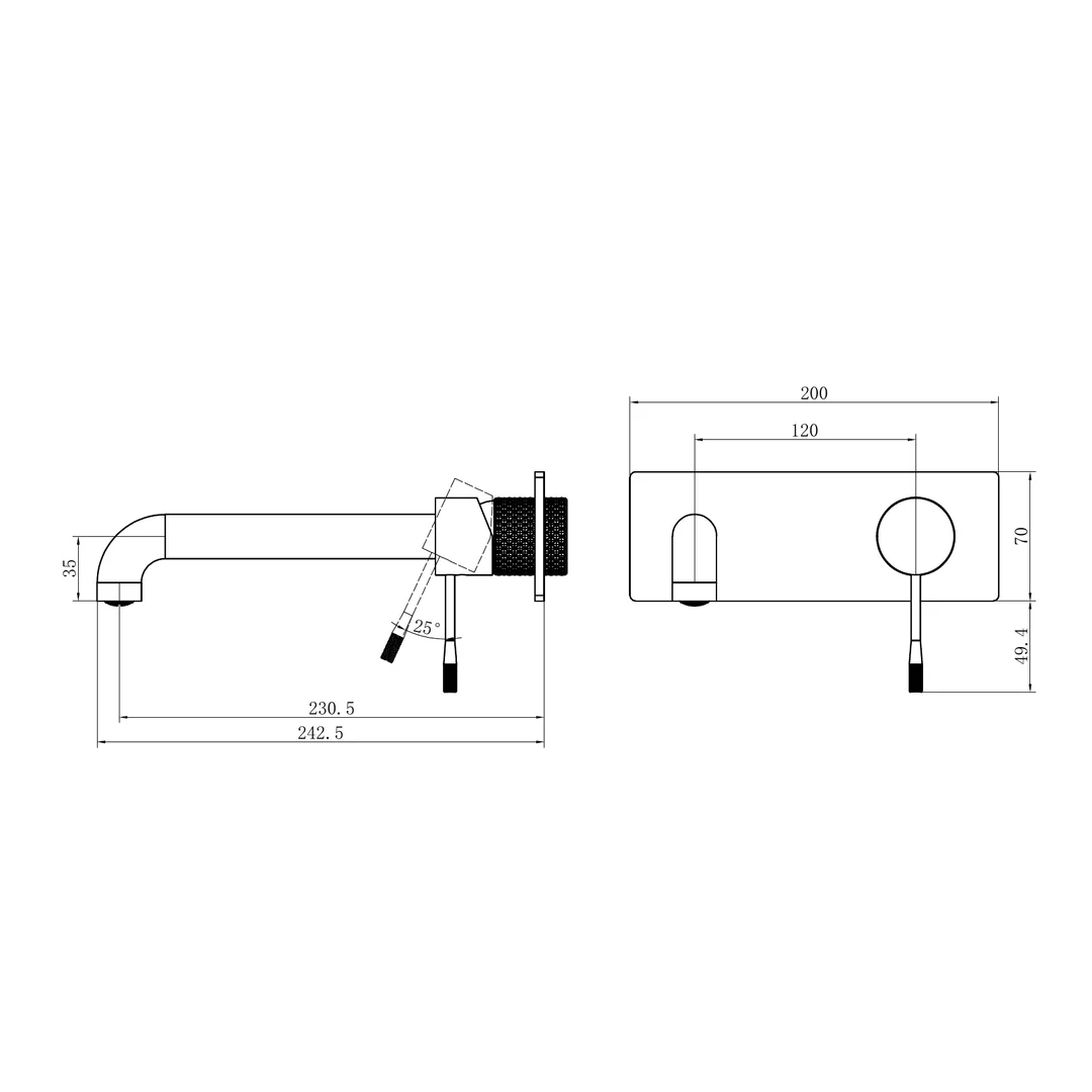 Nero Opal Wall Basin/Bath Mixer 230Mm Brushed Bronze - Image 2