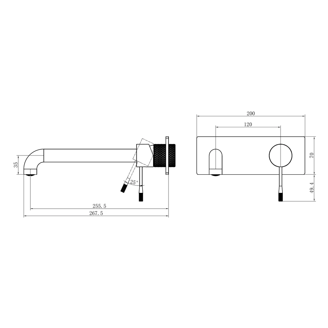 Nero Opal Wall Basin/Bath Mixer 260Mm Brushed Bronze - Image 2