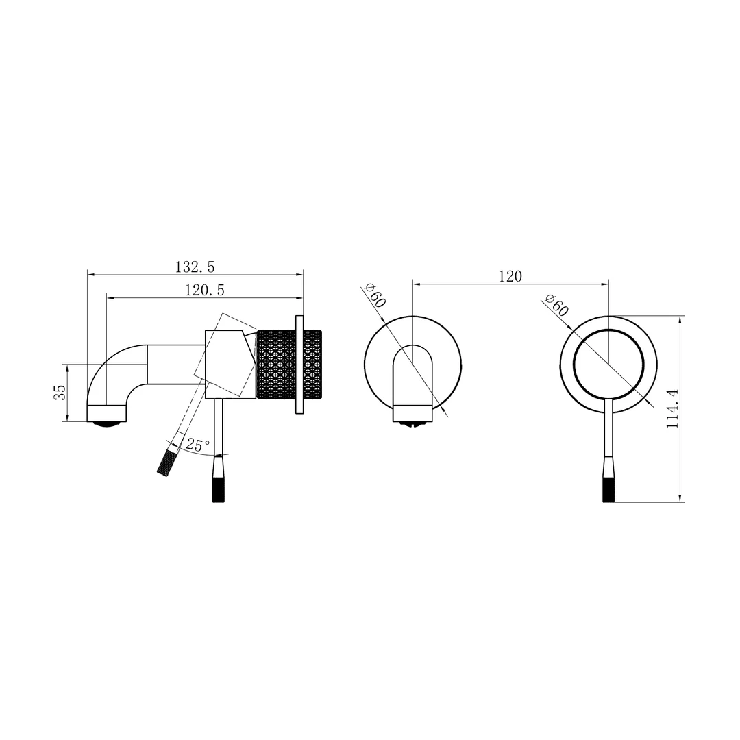 Nero Opal Wall Basin/Bath Mixer Separate Back Plate 120Mm Graphite - Image 2