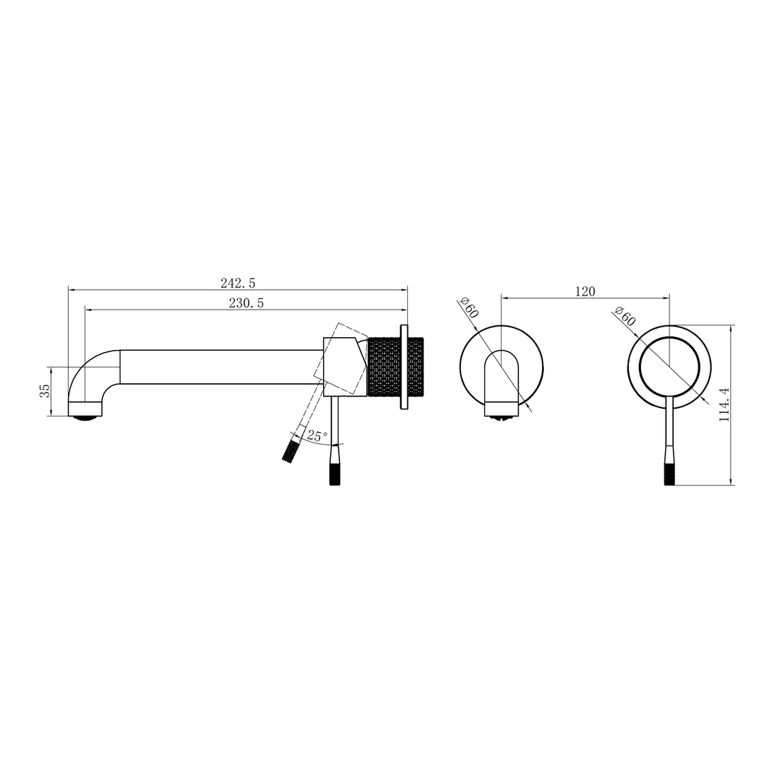 Nero Opal Wall Basin/Bath Mixer Separate Back Plate 230Mm Brushed Gold - Image 2