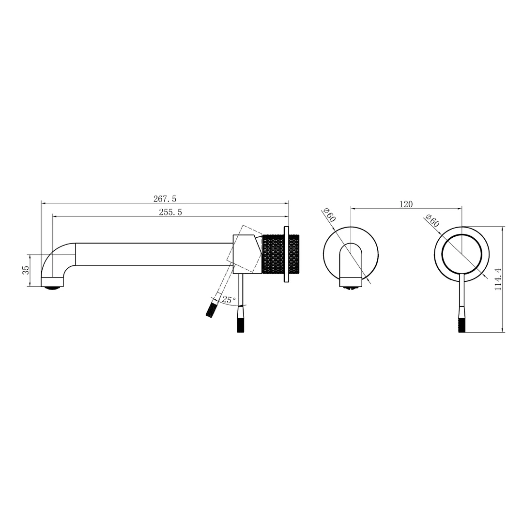 Nero Opal Wall Basin/Bath Mixer Separate Back Plate 260Mm Brushed Nickel - Image 2